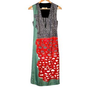 Balenciaga Paris Japanese Inspired Silk Shift Dress Sz 4 Great Colors & Pockets!